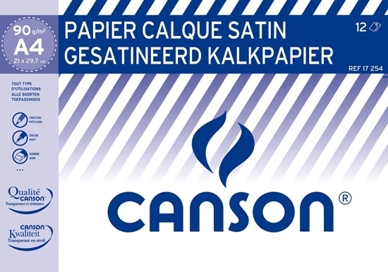 CANSON Pochette papier millimétré 12 feuilles A4 - 90 g - Bleu